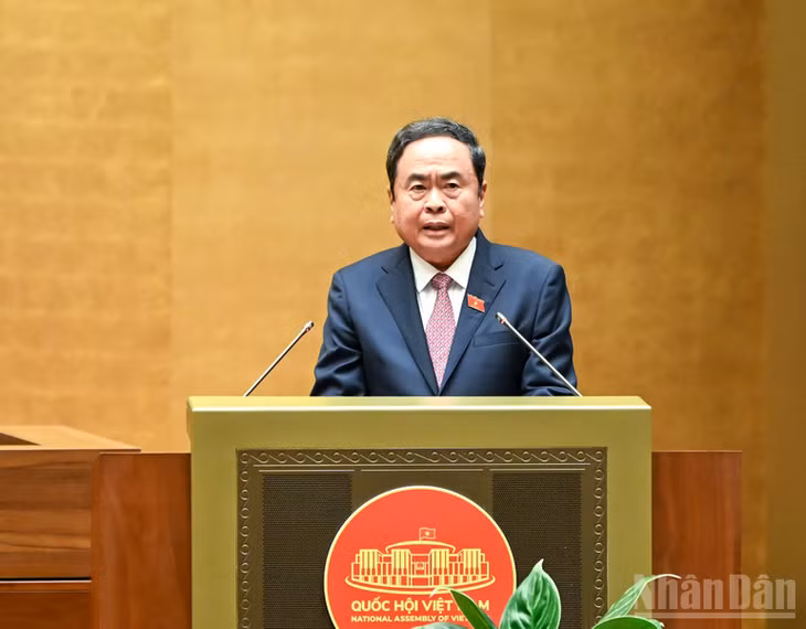 Chủ tịch Quốc hội Trần Thanh Mẫn phát biểu bế mạc Kỳ họp. (Ảnh: DUY LINH)