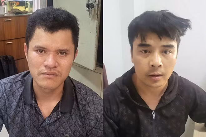 Lái xe và phụ xe chở hàng quá tải, chống đối người thi hành công vụ. Ảnh: Công an Hà Nội