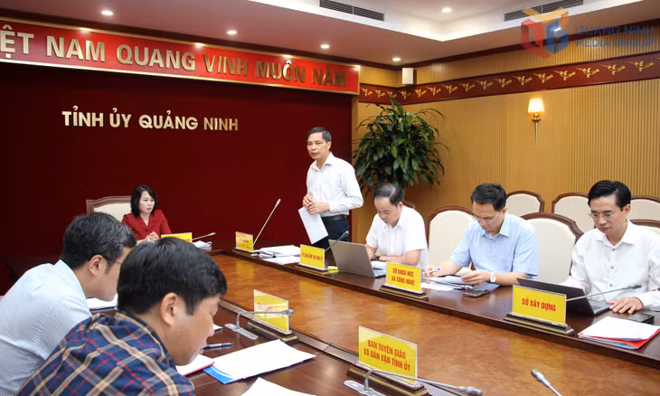 Đồng chí Vũ Văn Diện, Phó Chủ tịch Thường trực UBND tỉnh, phát biểu tại buổi làm việc.