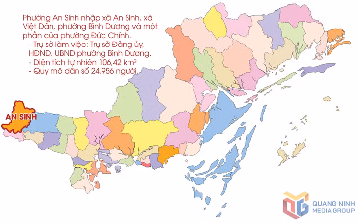 Phường An Sinh được sáp nhập trên cơ sở các xã An Sinh, xã Việt Dân, phường Bình Dương và một phần của phường Đức Chính.