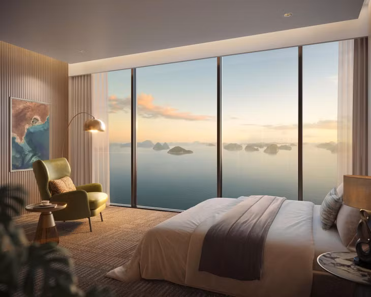 Những khoảnh khắc bình minh và hoàng hôn từ phòng ngủ hướng vịnh tại SkyM không chỉ đáng nhớ, mà còn góp phần định vị khác biệt trong phân khúc BĐS ven biển Hạ Long.