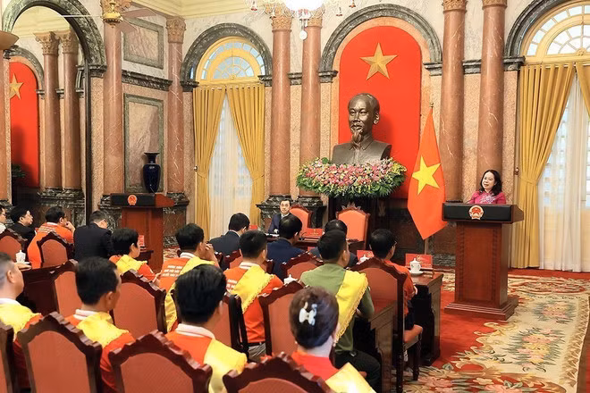 Phó Chủ tịch nước Võ Thị Ánh Xuân phát biểu. (Ảnh: An Đăng/TTXVN)