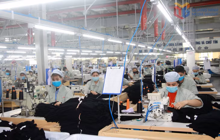 Sản xuất sản phẩm dệt may của Công ty TNHH May mặc Hoa Lợi Đạt tại KCN Cảng biển Hải Hà. Ảnh: Mạnh Trường