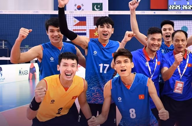 Tuyển bóng chuyền nam Việt Nam vào tứ kết AVC Nations Cup 2025 với ngôi nhì bảng D. Ảnh: Bóng chuyền Việt Nam
