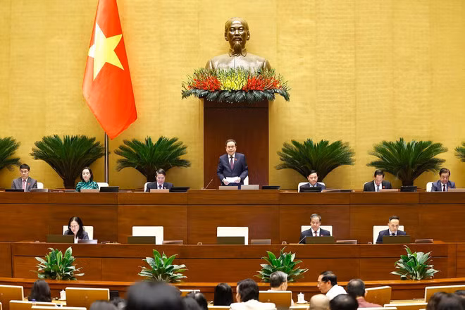 Chủ tịch Quốc hội Trần Thanh Mẫn chủ trì điều hành chất vấn. (Ảnh: Doãn Tấn/TTXVN)