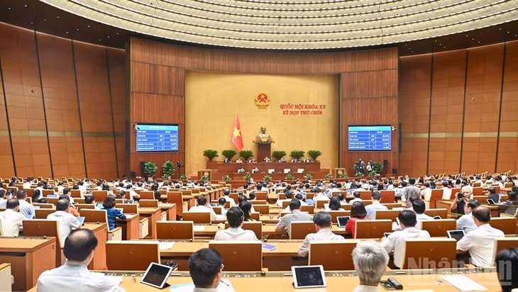 Quang cảnh phiên họp của Quốc hội, sáng 16/6/2025. (Ảnh: DUY LINH)