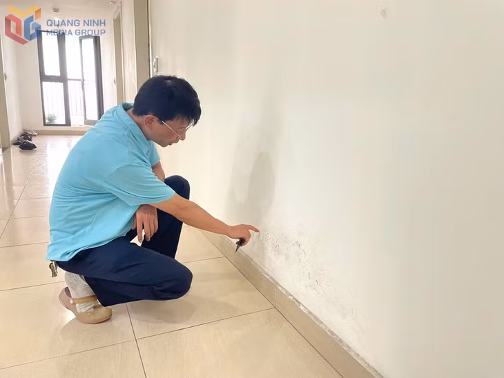Nhiều vị trí tường bị mốc, bong tróc và xuống cấp.