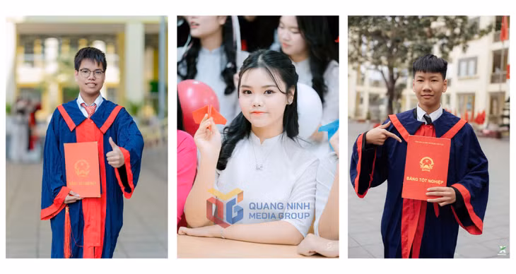 3 học sinh Trường THCS Chu Văn An giành danh hiệu thủ khoa ở các môn chuyên trong Kỳ thi tuyển sinh vào lớp 10 Trường THPT chuyên Hạ Long (lần lượt từ trái sang: Tuấn Kiệt, Gia Như, Hoàng Lâm).