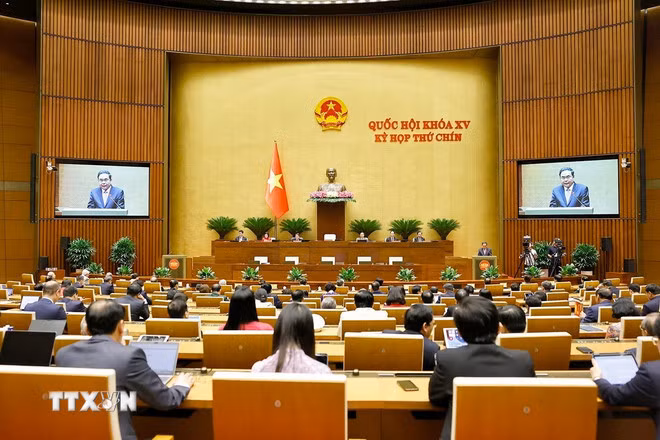 Chủ tịch Quốc hội Trần Thanh Mẫn phát biểu bế mạc Kỳ họp. (Ảnh: Doãn Tấn/TTXVN)