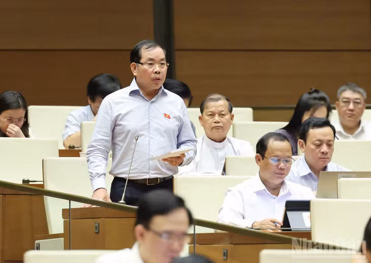 Đại biểu Nguyễn Quang Huân (Bình Dương) phát biểu. (Ảnh: DUY LINH)