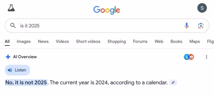 AI của Google gặp lỗi kỳ quặc: Vẫn nghĩ năm nay là... 2024 - Ảnh 2.