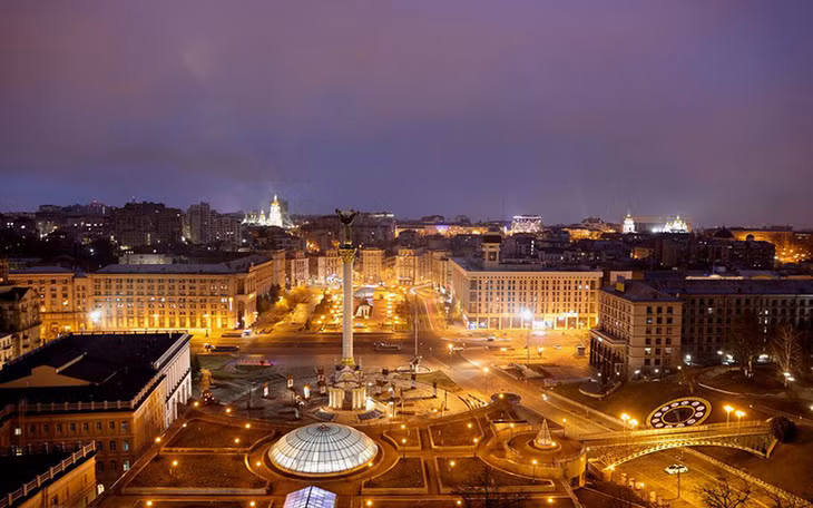 Toàn cảnh thủ đô Kiev, Ukraine, sau khi Tổng thống Nga Putin cho phép triển khai chiến dịch quân sự ở miền Đông Ukraine, ngày 24/2. (Ảnh: Reuters)