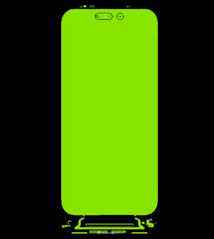 Ảnh đồ hoạ mô tả tấm nền iPhone mới. Ảnh: Ark/Weibo