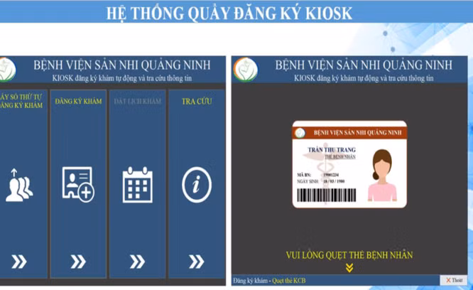 Hệ thống đăng ký khám tự động và tra cứu thông tin trên Kiosk của Bệnh viện Sản Nhi Quảng Ninh.