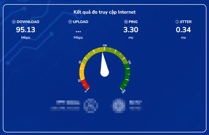 Tốc độ Internet đo vào chiều 23/2 tại một địa điểm ở Cầu Giấy, Hà Nội.