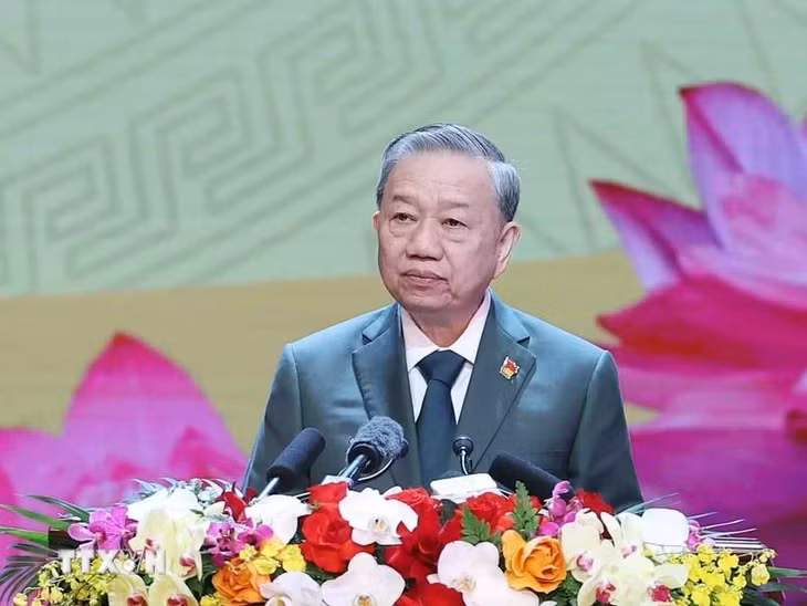 Tổng Bí thư Tô Lâm, Bí thư Quân ủy Trung ương đọc Diễn văn Kỷ niệm 80 năm Ngày thành lập Quân đội Nhân dân Việt Nam, 35 năm Ngày hội Quốc phòng toàn dân. (Ảnh: Thống Nhất/TTXVN)