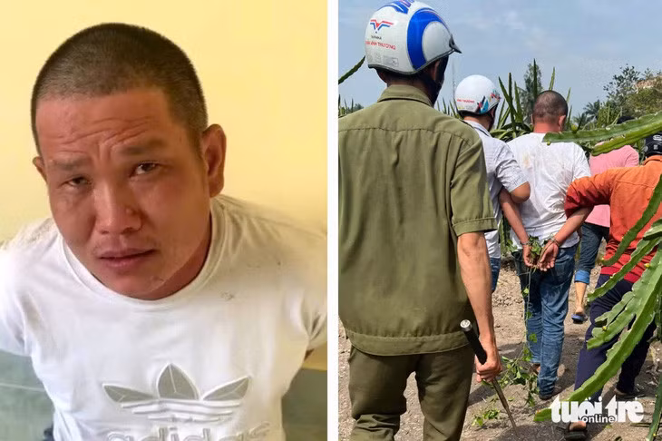 Ân đã bỏ xe máy trộm được để bỏ trốn vào vườn thanh long của người dân nhưng sau hơn 3 giờ đồng hồ vẫn bị công an bắt giữ - Ảnh: A.X.