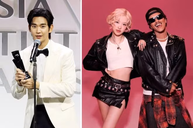 Kim Soo Hyun, và Rosé - Bruno Mars thắng Daesang của AAA 2024. Ảnh: Naver