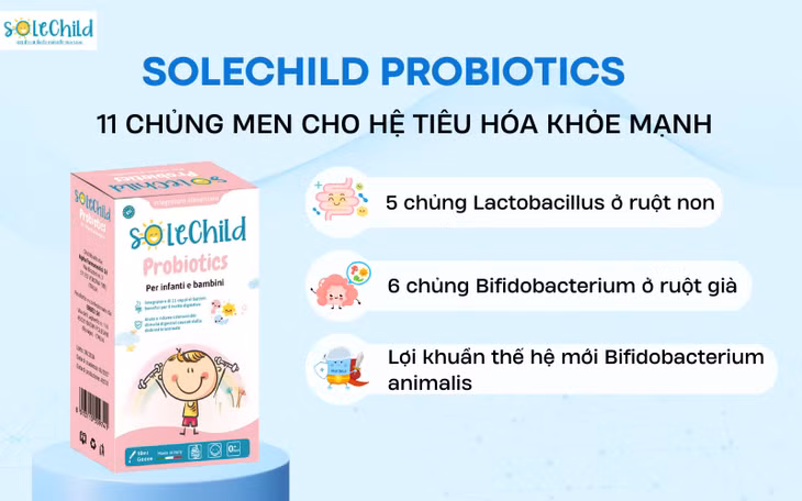 Solechild Probiotics giúp cân bằng hệ vi sinh đường ruột cho bé