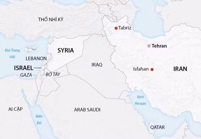 Vị trí Iran và Israel tại Trung Đông. Đồ họa: CNN