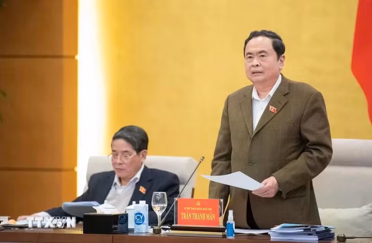 Chủ tịch Quốc hội Trần Thanh Mẫn phát biểu. (Ảnh: TTXVN phát)