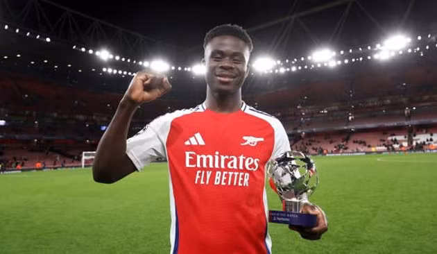 Bukayo Saka là cầu thủ xuất sắc nhất tuần của Champions League.