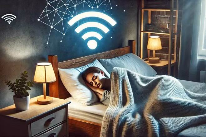 Có một số yếu tố bạn nên cân nhắc khi quyết định bật wifi khi ngủ hay không. Ảnh - AI: Ngọc Thùy