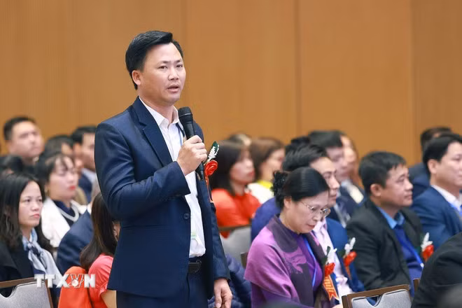 Ông Nguyễn Quốc Huy, nông tỉnh Vĩnh Phúc phát biểu. (Ảnh: Dương Giang/TTXVN)