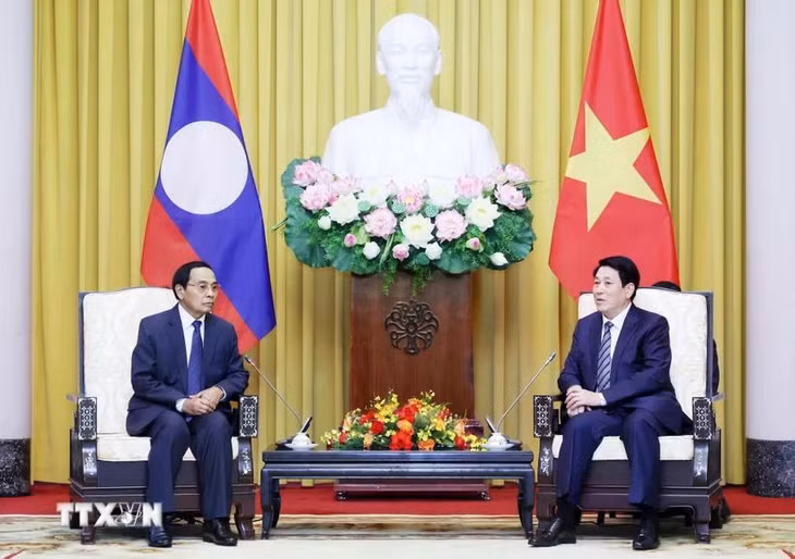 Chủ tịch nước Lương Cường tiếp đồng chí Bounthong Chitmany, Ủy viên Bộ Chính trị, Thường trực Ban Bí thư Đảng Nhân dân Cách mạng Lào, Phó Chủ tịch nước CHDCND Lào. (Ảnh: Lâm Khánh/TTXVN)