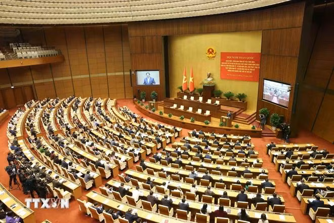 Toàn cảnh Hội nghị toàn quốc quán triệt, triển khai tổng kết việc thực hiện Nghị quyết số 18-NQ/TW. (Ảnh: Phương Hoa/TTXVN)