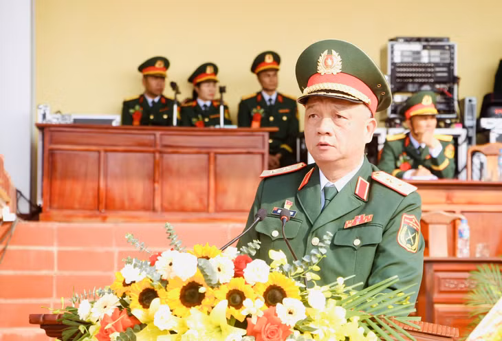 Trung tướng Nguyễn Quang Ngọc, Ủy viên Trung ương Đảng, Ủy viên Quân ủy Trung ương, Tư lệnh Quân khu 3, phát biểu tại Lễ kỷ niệm.