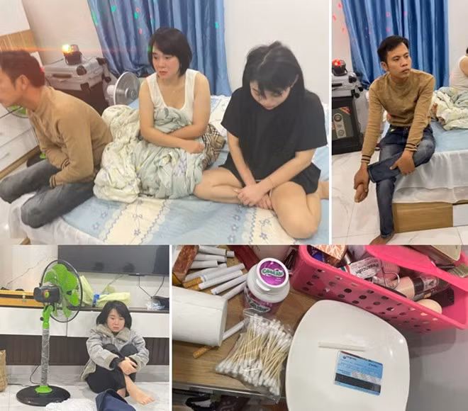 Công an phường Trần Thành Ngọ bắt giữ các đối tượng và tang vật. Ảnh: Công an Hải Phòng