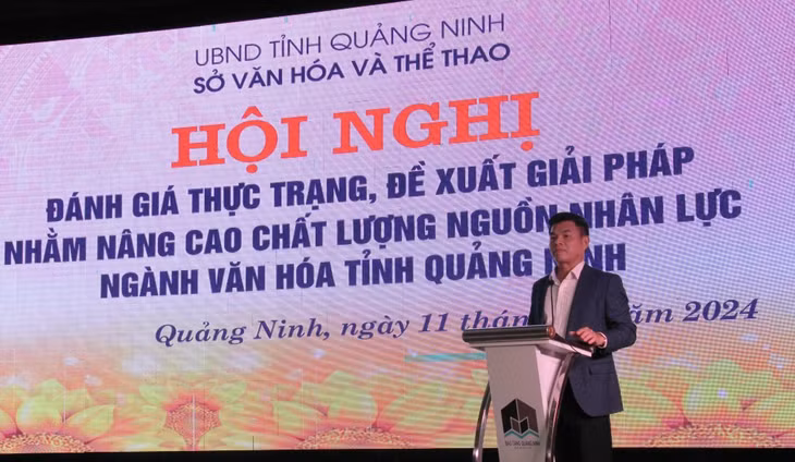 Ông Nguyễn Mạnh Hà, Giám đốc Sở Văn hóa và Thể thao phát biểu khai mạc hội nghị.