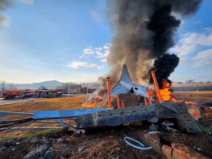 Nguyên nhân tai nạn máy bay Jeju Air ban đầu được cho là thiết bị hạ cánh gặp sự cố, có thể do va phải chim. Ảnh: Reuters.