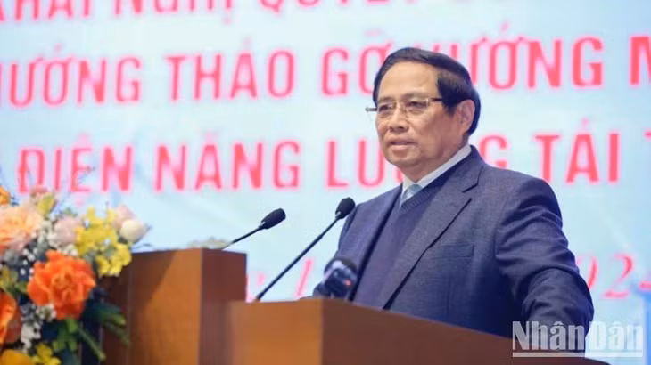 Thủ tướng Phạm Minh Chính phát biểu ý kiến tại Hội nghị. (Ảnh: Trần Hải)