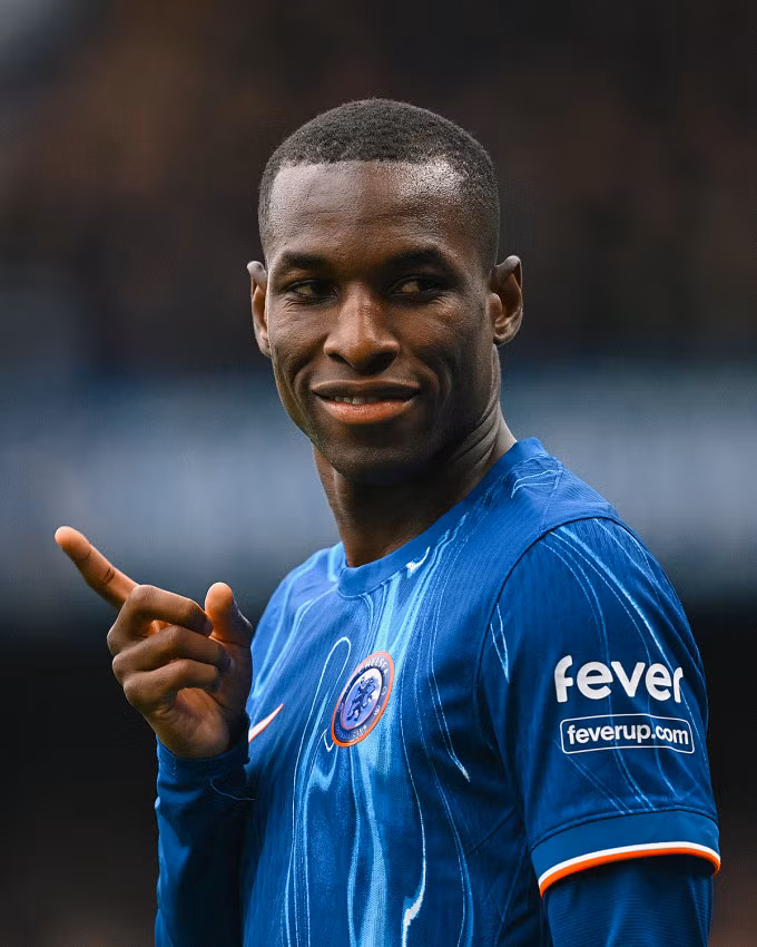Nicolas Jackson mừng bàn mở tỷ số trận Chelsea thắng Aston Villa 3-0 ở vòng 13 Ngoại hạng Anh ngày 1/12. Ảnh: Chelsea FC