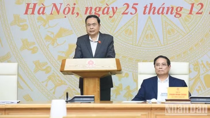 Chủ tịch Quốc hội Trần Thanh Mẫn phát biểu ý kiến tại Hội nghị. (Ảnh: TRẦN HẢI)