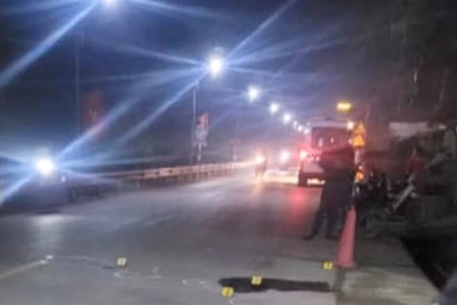 Hiện trường vụ tai nạn khiến chị H tử vong. Ảnh: Đức Quyền.