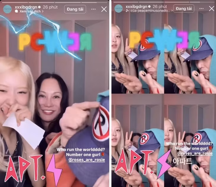 G-Dragon xuất hiện cùng Rosé. Ảnh: Instagram