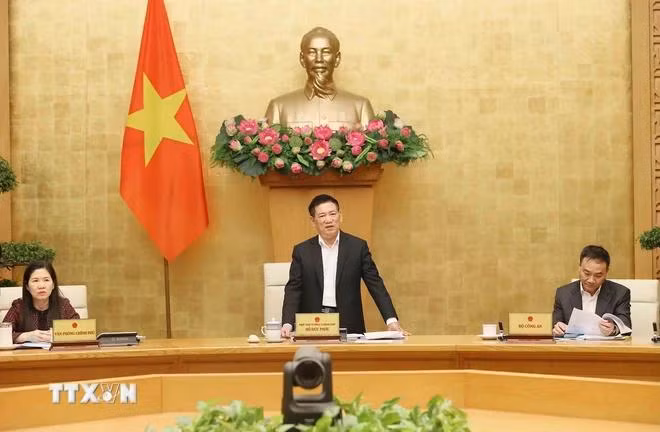 Phó Thủ tướng Hồ Đức Phớc, Trưởng Ban Chỉ đạo Phòng, chống rửa tiền phát biểu. (Ảnh: An Đăng/TTXVN)