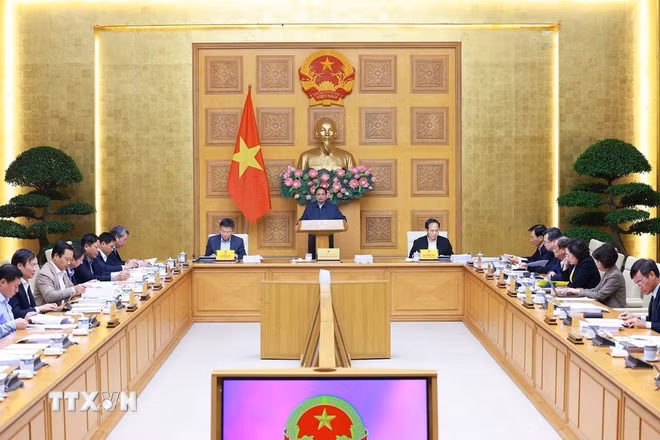 Phiên họp thứ tư của Ban Chỉ đạo rà soát, xử lý vướng mắc trong hệ thống văn bản quy phạm pháp luật. (Ảnh: Dương Giang/TTXVN)