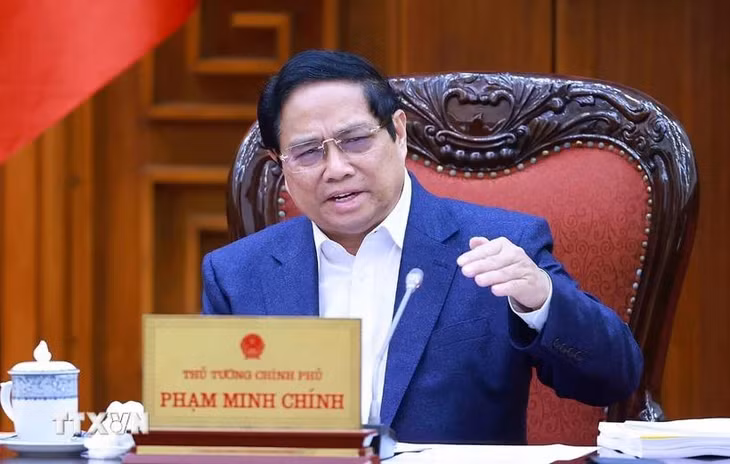 Thủ tướng Phạm Minh Chính chủ trì Phiên họp lần thứ hai về sắp xếp, tinh gọn bộ máy của Chính phủ. (Ảnh: Dương Giang/TTXVN)
