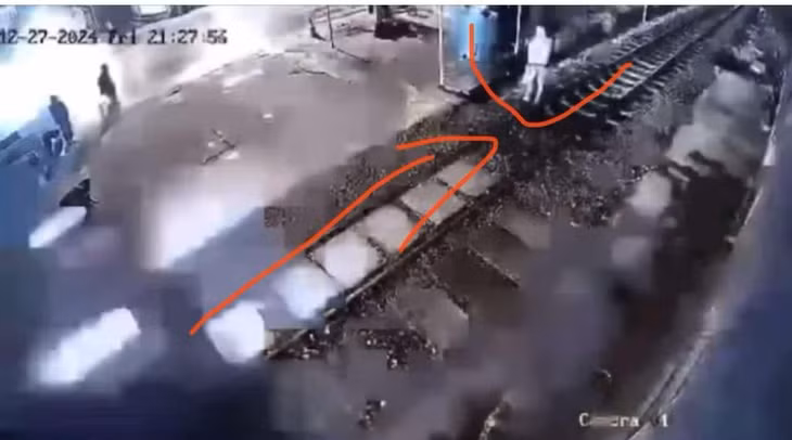 Camera ghi lại hình ảnh nạn nhân trước thời điểm ca chạm với tàu hỏa.
