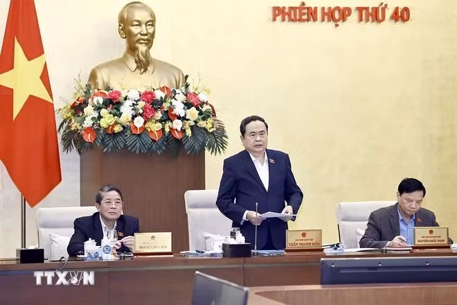 Chủ tịch Quốc hội Trần Thanh Mẫn phát biểu khai mạc. (Ảnh: Doãn Tấn/TTXVN)