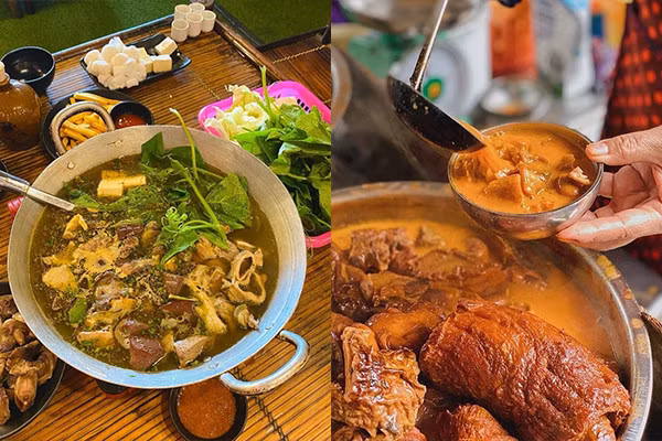 Thắng cố (trái) và phá lấu (phải). Ảnh: foody và saigoneer