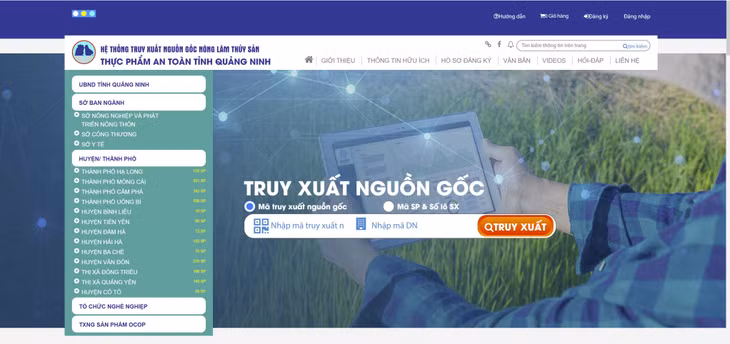 Hệ thống cơ sở dữ liệu truy xuất nguồn gốc thực phẩm nông, lâm, thủy sản an toàn trên địa bàn tỉnh Quảng Ninh tại địa chỉ: https://qn.check.net.vn