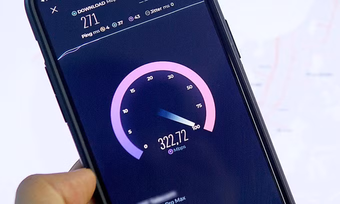 Tốc độ Internet đo thử trên một thiết bị di động. Ảnh: Lưu Quý