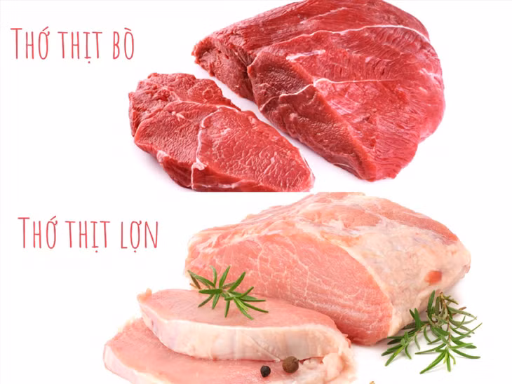 Phân biệt thớ thịt để biết đâu là thịt bò, đâu là thịt lợn. Ảnh đồ họa: Hương Giang