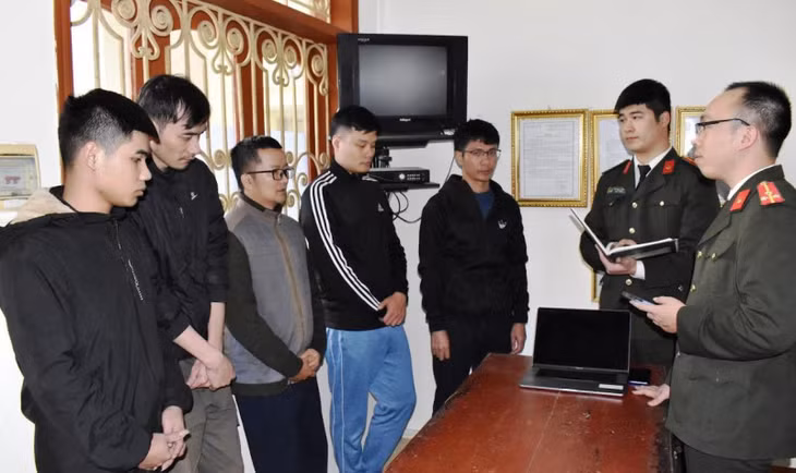 Các đối tượng tại cơ quan công an. Ảnh: Công an cung cấp