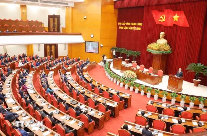 Phiên bế mạc Hội nghị Trung ương lần thứ mười, khóa XIII. (Ảnh: Trí Dũng/TTXVN)